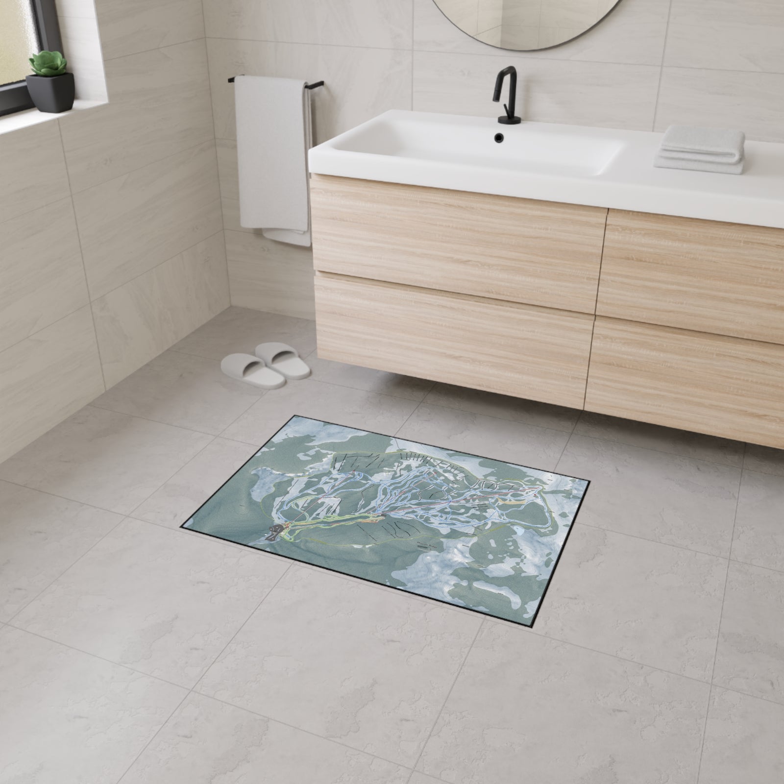 Mission Ridge, Washington Ski Resort Map Heavy Duty Floor Mat