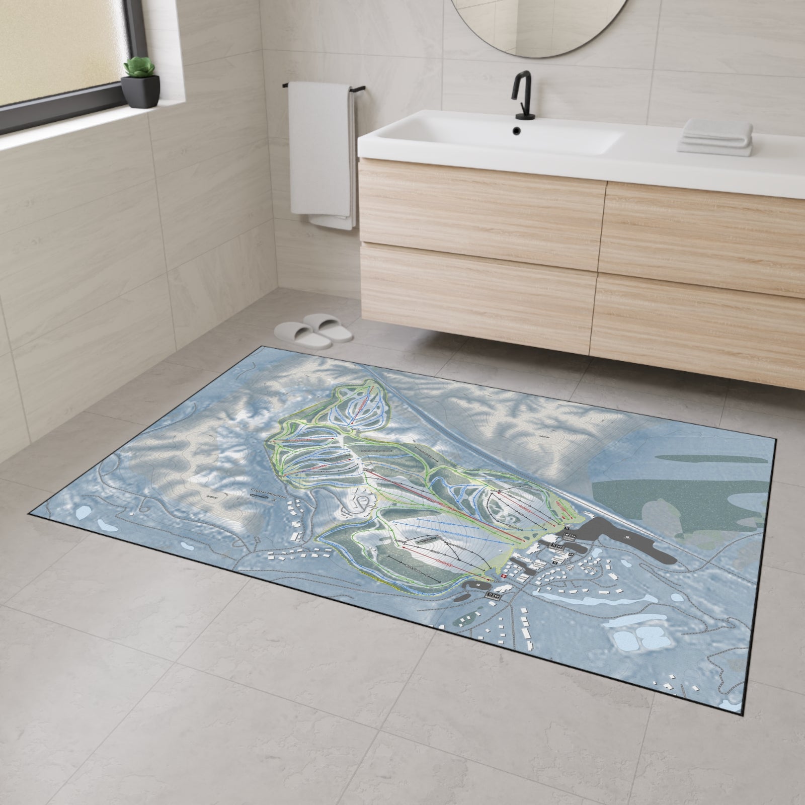 Crystal Mountain, Michigan Ski Resort Map Heavy Duty Floor Mat