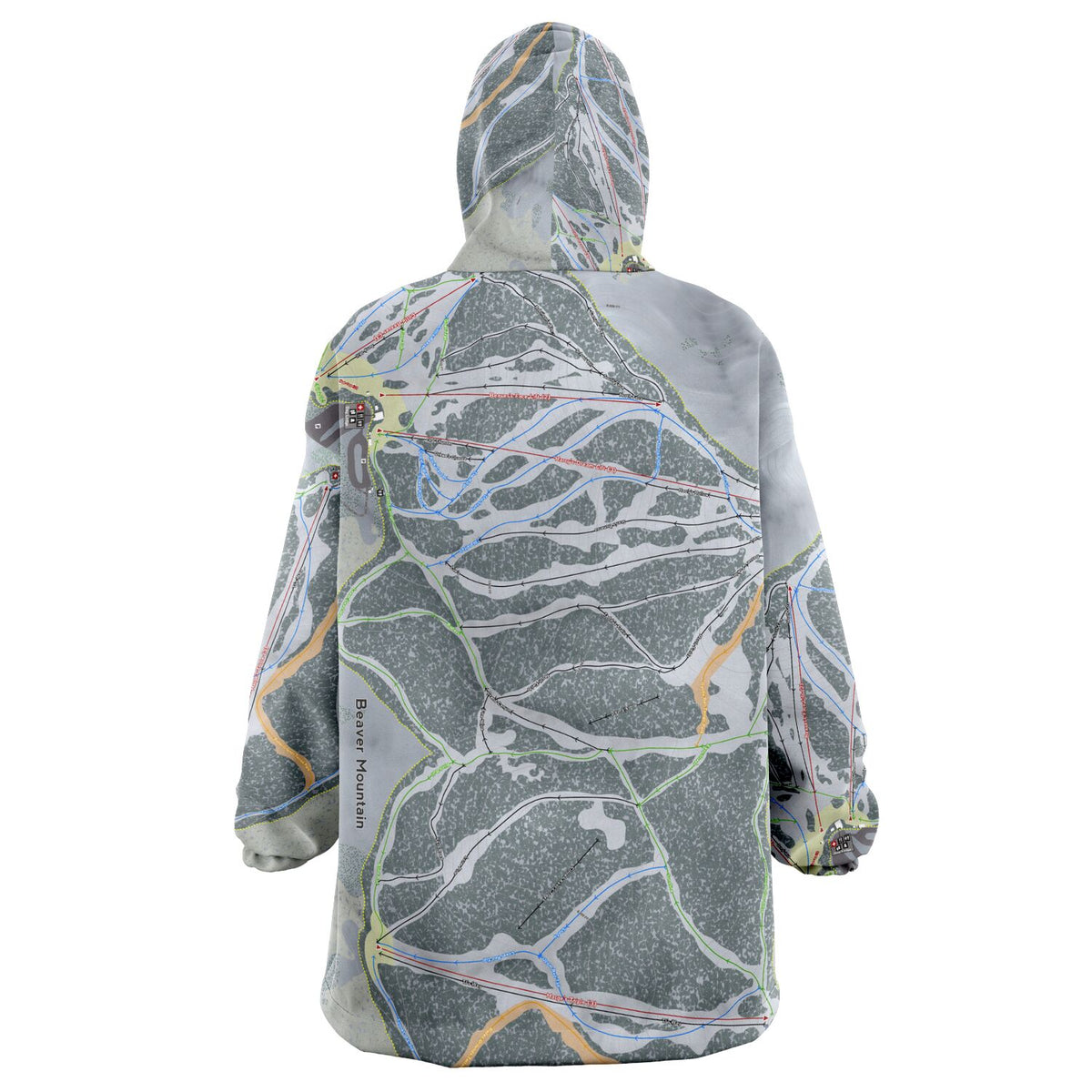 Beaver Mountain, Utah Ski Trail Map - Snug Hoodie