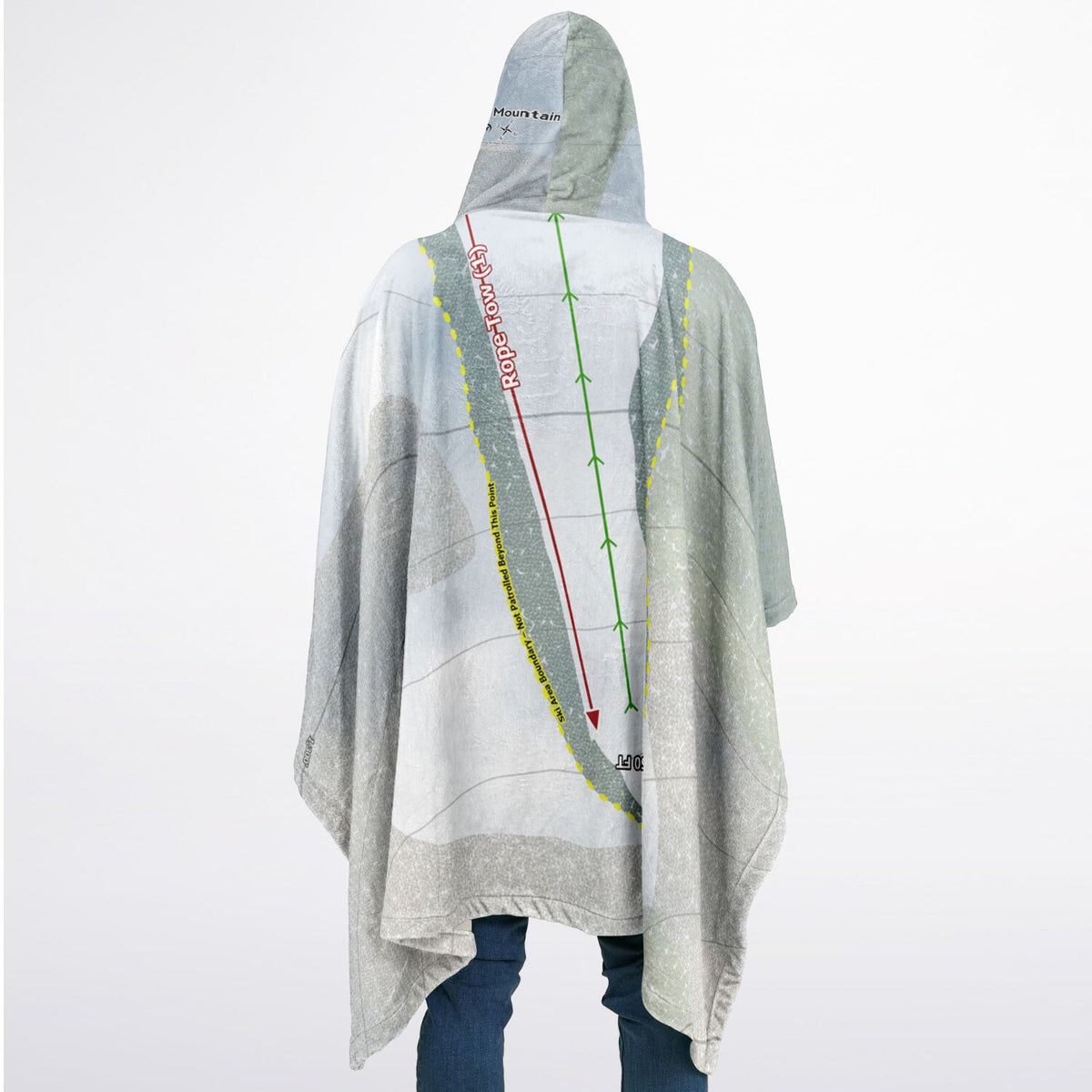 Adventure Mountain, Michigan Ski Resort Map Flannel Blanket Poncho