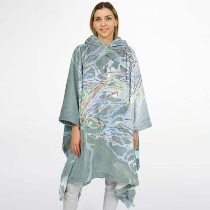 Mammoth Mountain, California Ski Resort Map Flannel Blanket Poncho