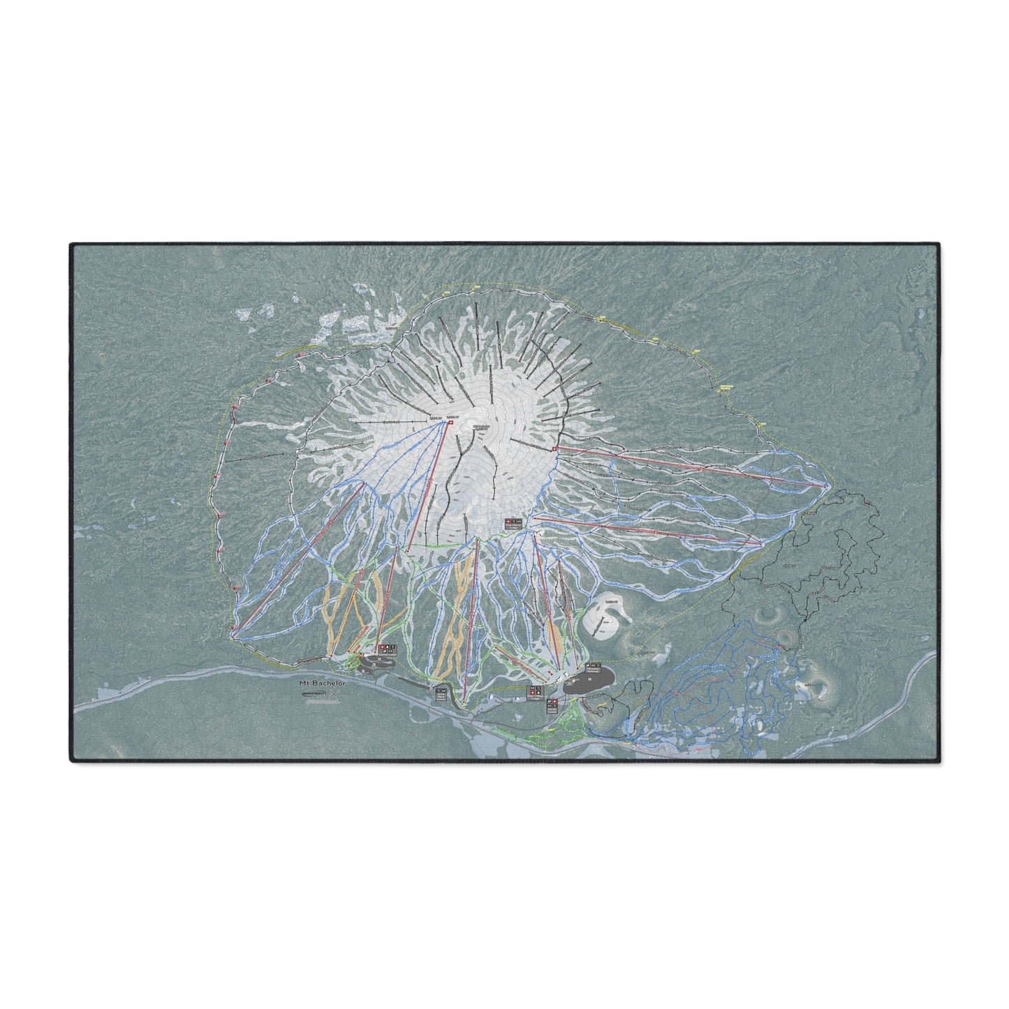 Mt Bachelor, Oregon Ski Resort Map Heavy Duty Floor Mat