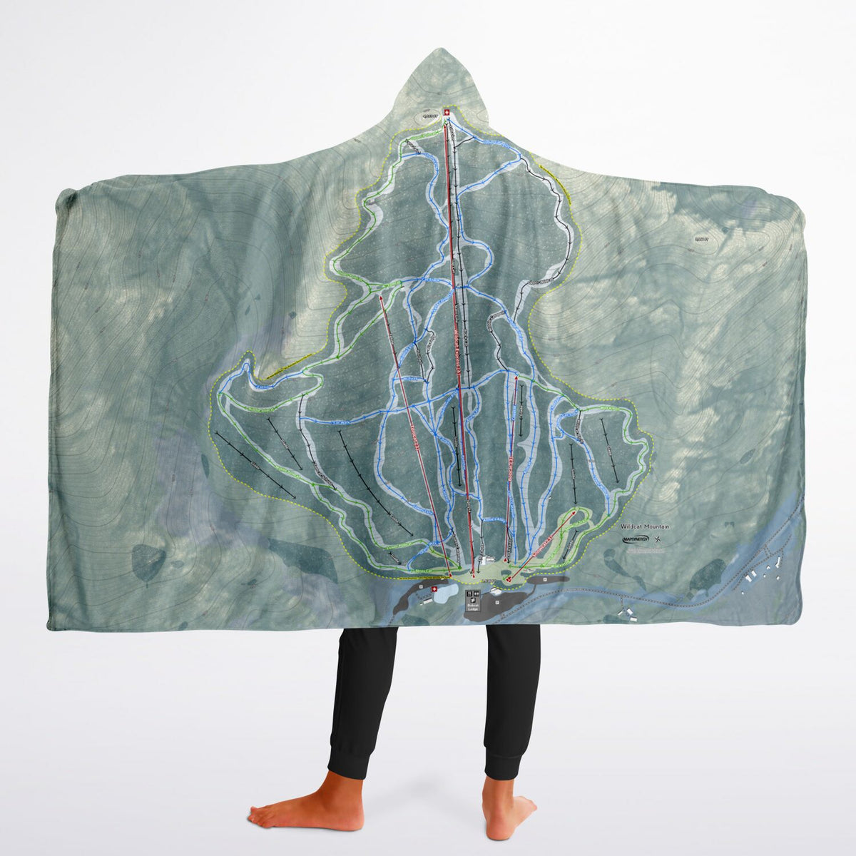 Wildcat Mountain, New Hampshire Ski Trail Map - Youth Hooded Blanket