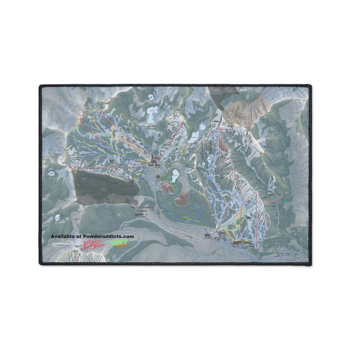 FISHER Big Cottonwood Canyon, Utah Ski Resort Map Heavy Duty Floor Mat