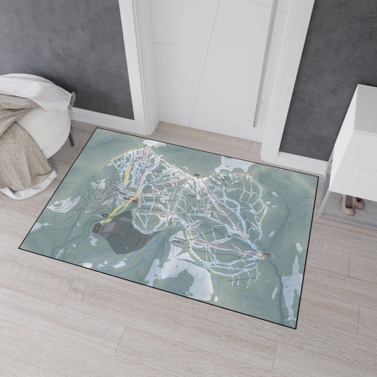 Schweitzer, Idaho Ski Resort Map Heavy Duty Floor Mat