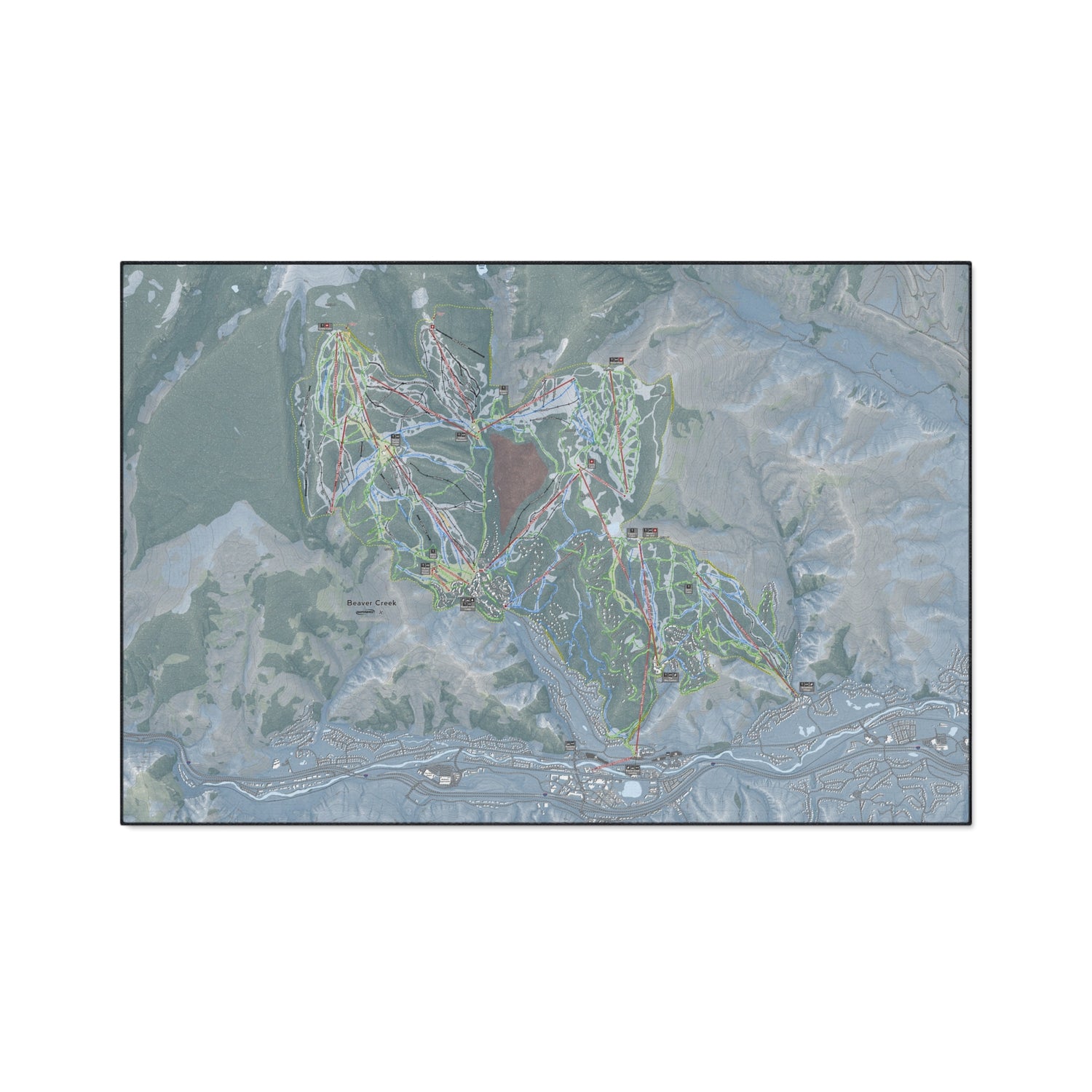 Beaver Creek, Colorado Ski Resort Map Heavy Duty Floor Mat
