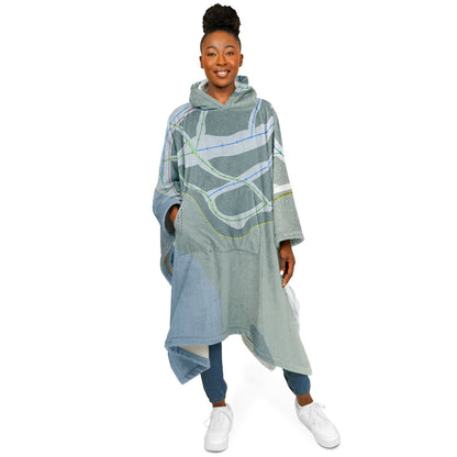 Bear Mountain Ski Hill, British Columbia Ski Resort Map Flannel Blanket Poncho