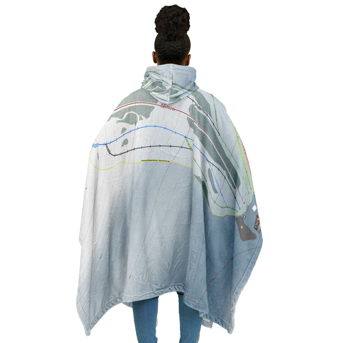 Mount Joy, Alberta Ski Resort Map Flannel Blanket Poncho
