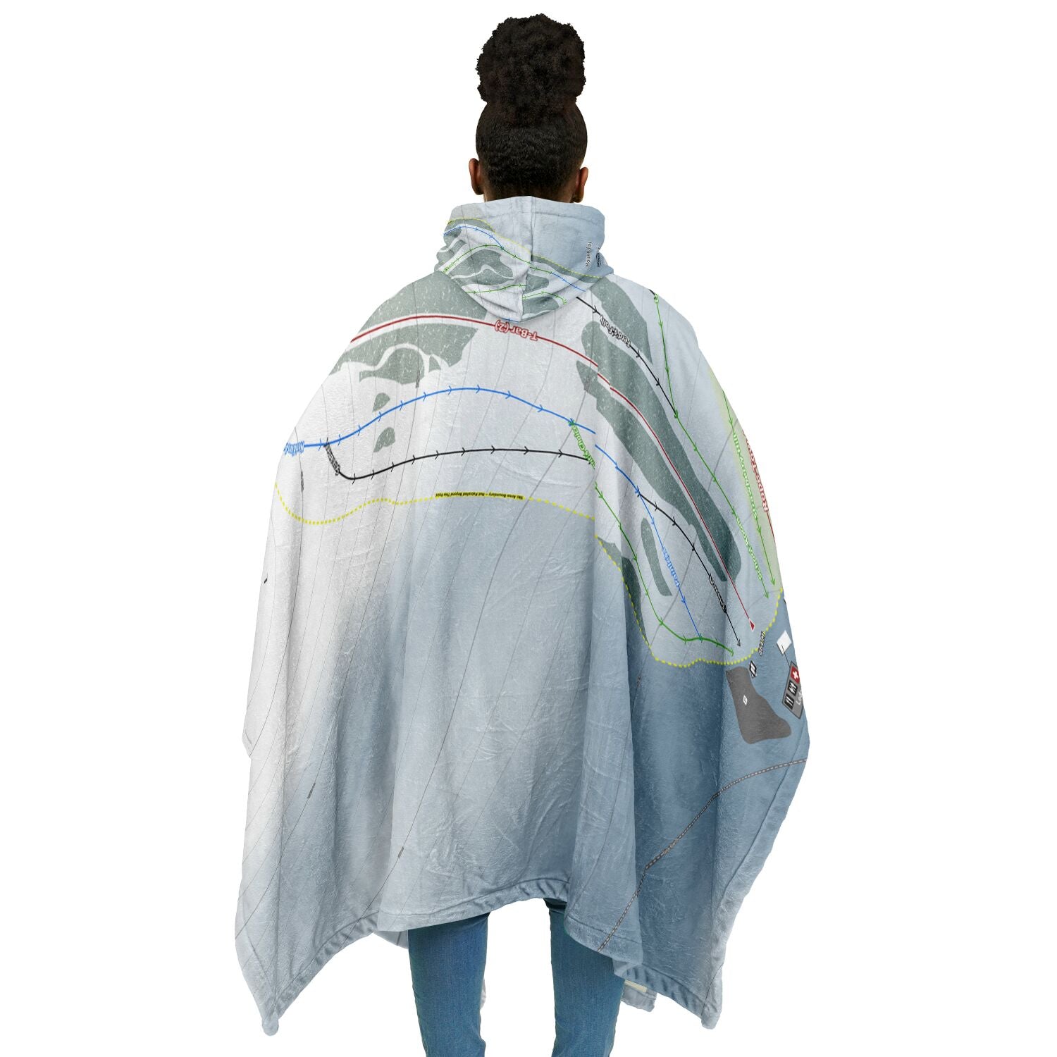 Mount Joy, Alberta Ski Resort Map Flannel Blanket Poncho