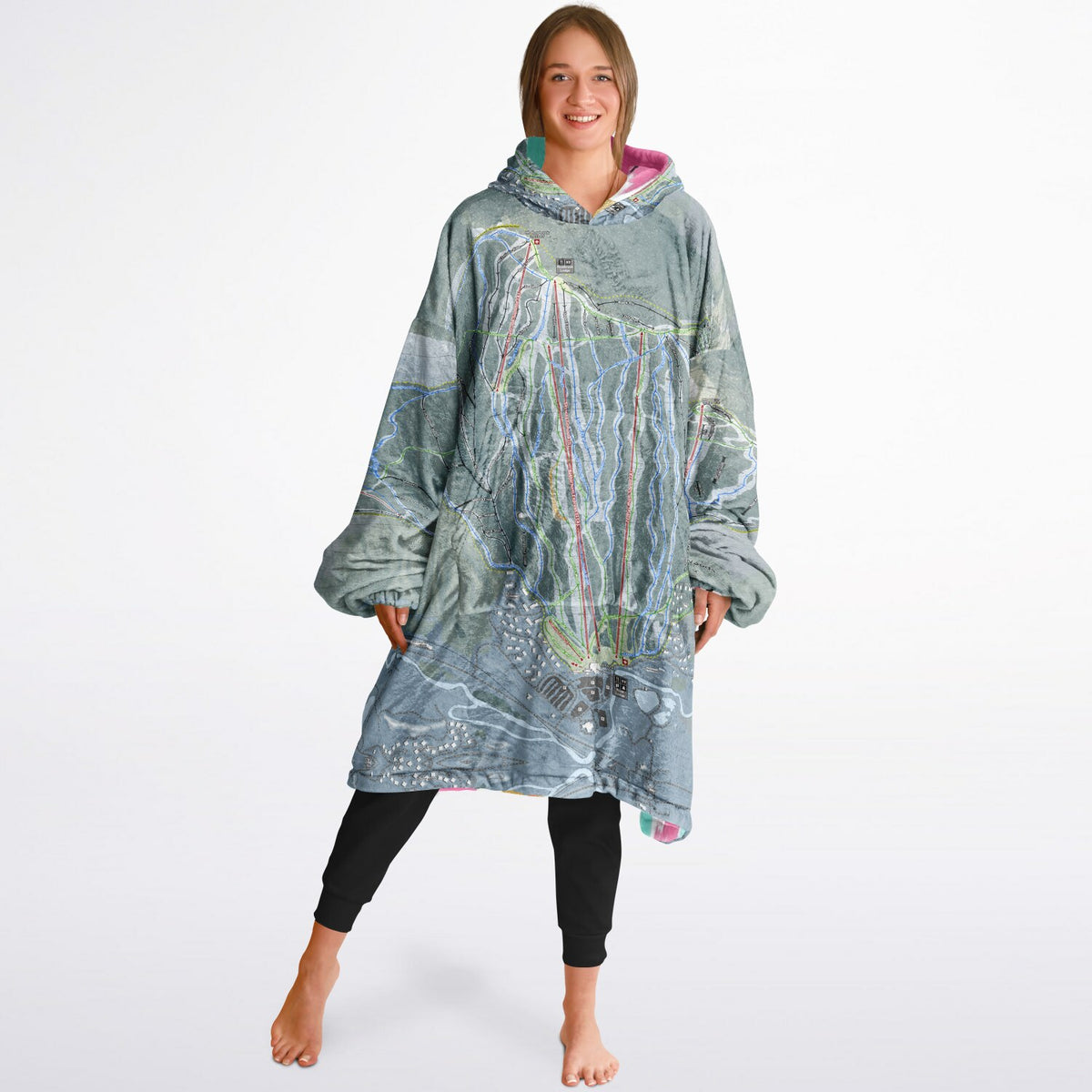 Bretton Woods, New Hampshire Ski Resort Map Reversible Snug Hoodie