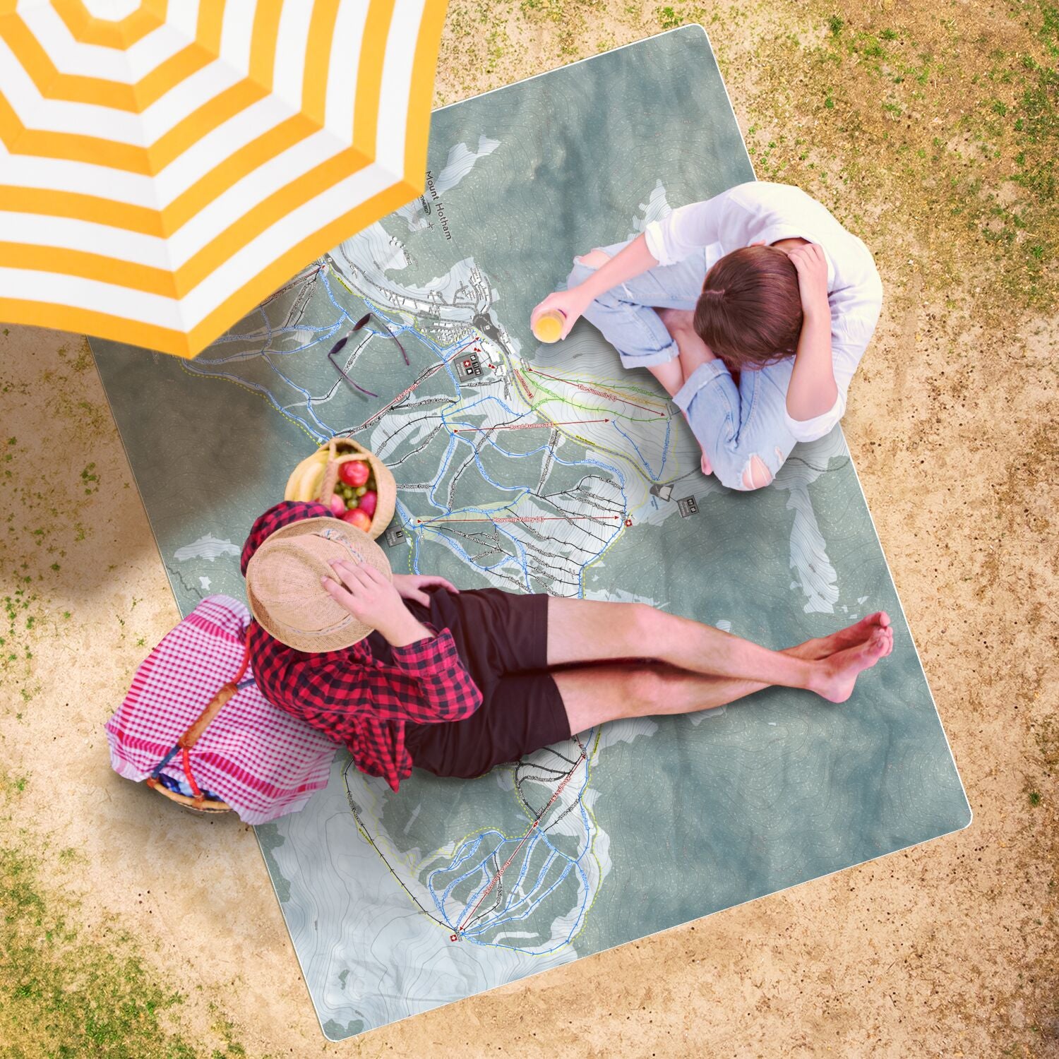 Mount Hotham, Australia Ski Resort Map Printed Beach Towel