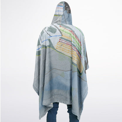 Ski Ward, Massachusetts Ski Resort Map Flannel Blanket Poncho