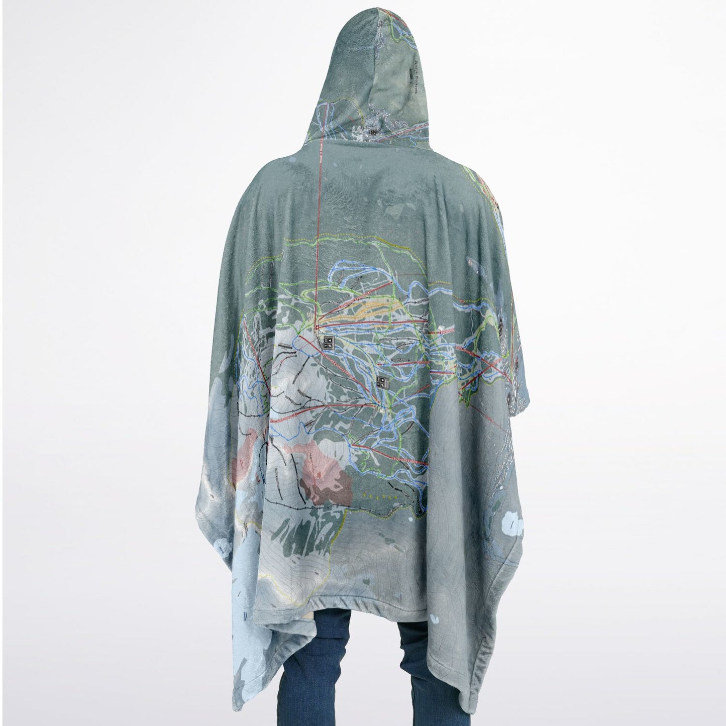 Whistler Blackcomb, British Columbia Ski Resort Map Flannel Blanket Poncho