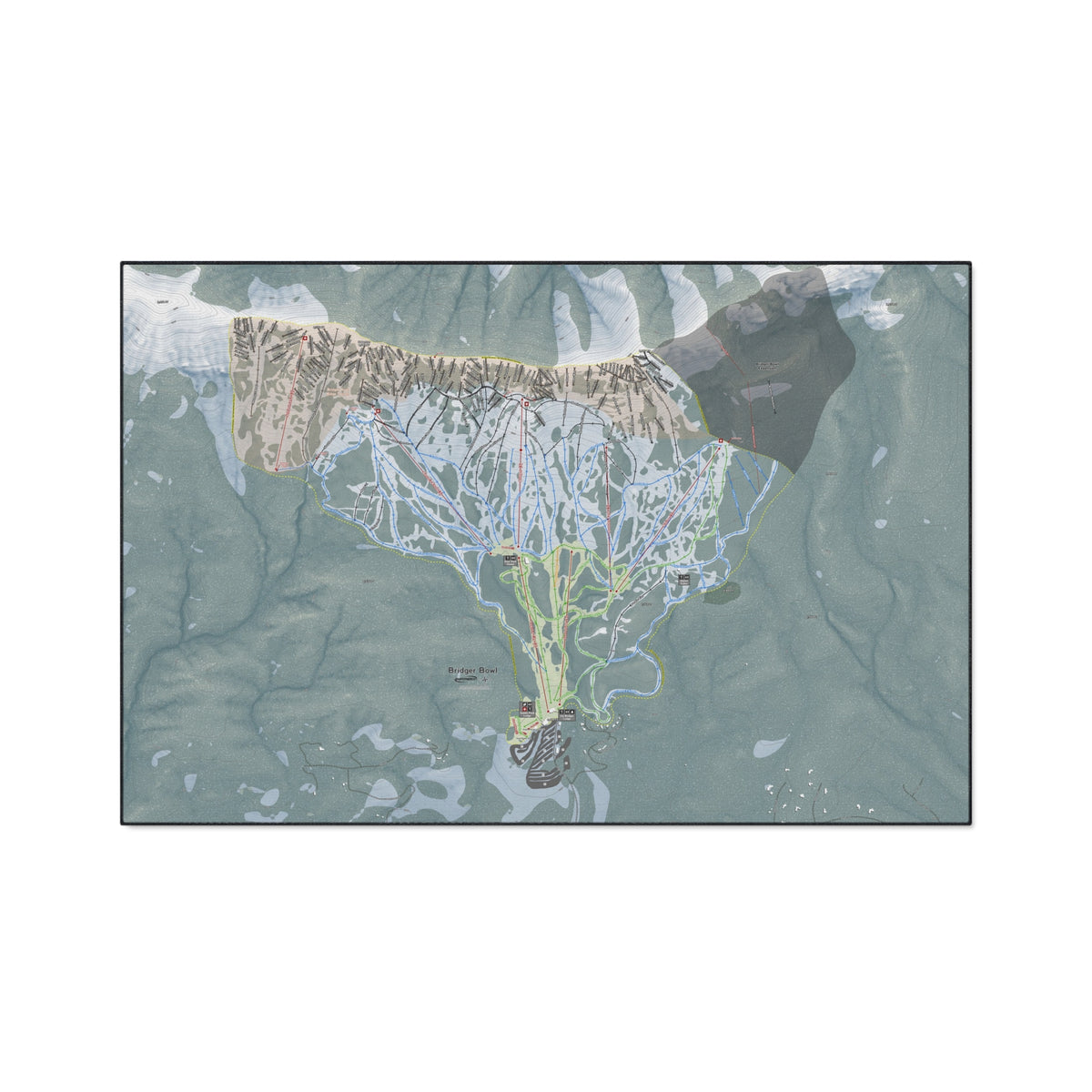 Bridger Bowl, Montana Ski Resort Map Heavy Duty Floor Mat