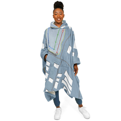 Lees Ski Hill, Colorado Ski Resort Map Flannel Blanket Poncho