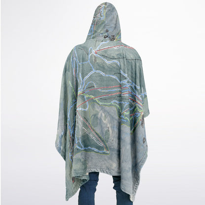 Gore Mountain, New York Ski Resort Map Flannel Blanket Poncho