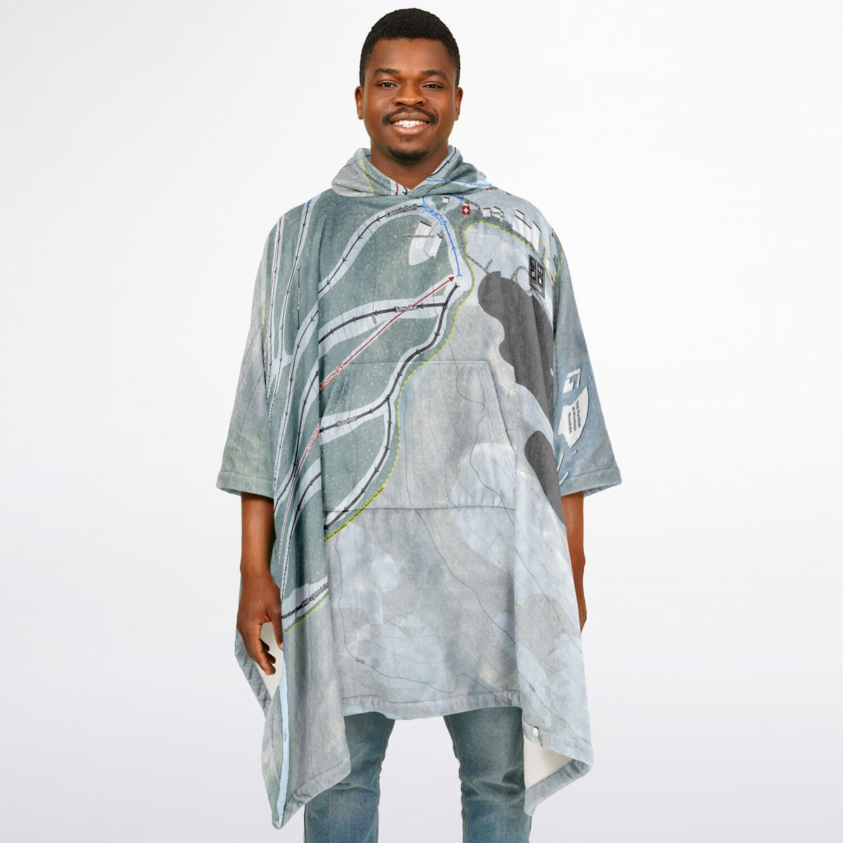 Montage Mountain, Pennsylvania Ski Resort Map Flannel Blanket Poncho