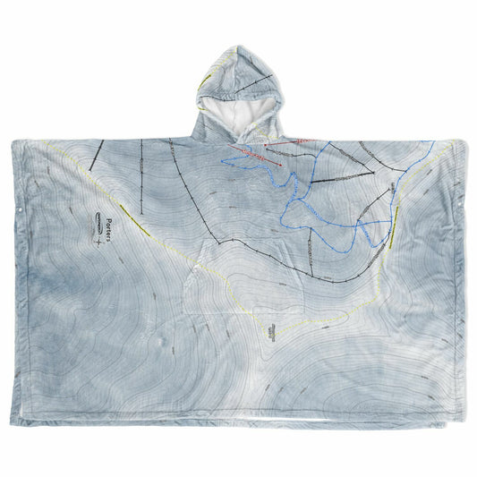Porters, New Zealand Ski Resort Map Flannel Blanket Poncho - Powderaddicts