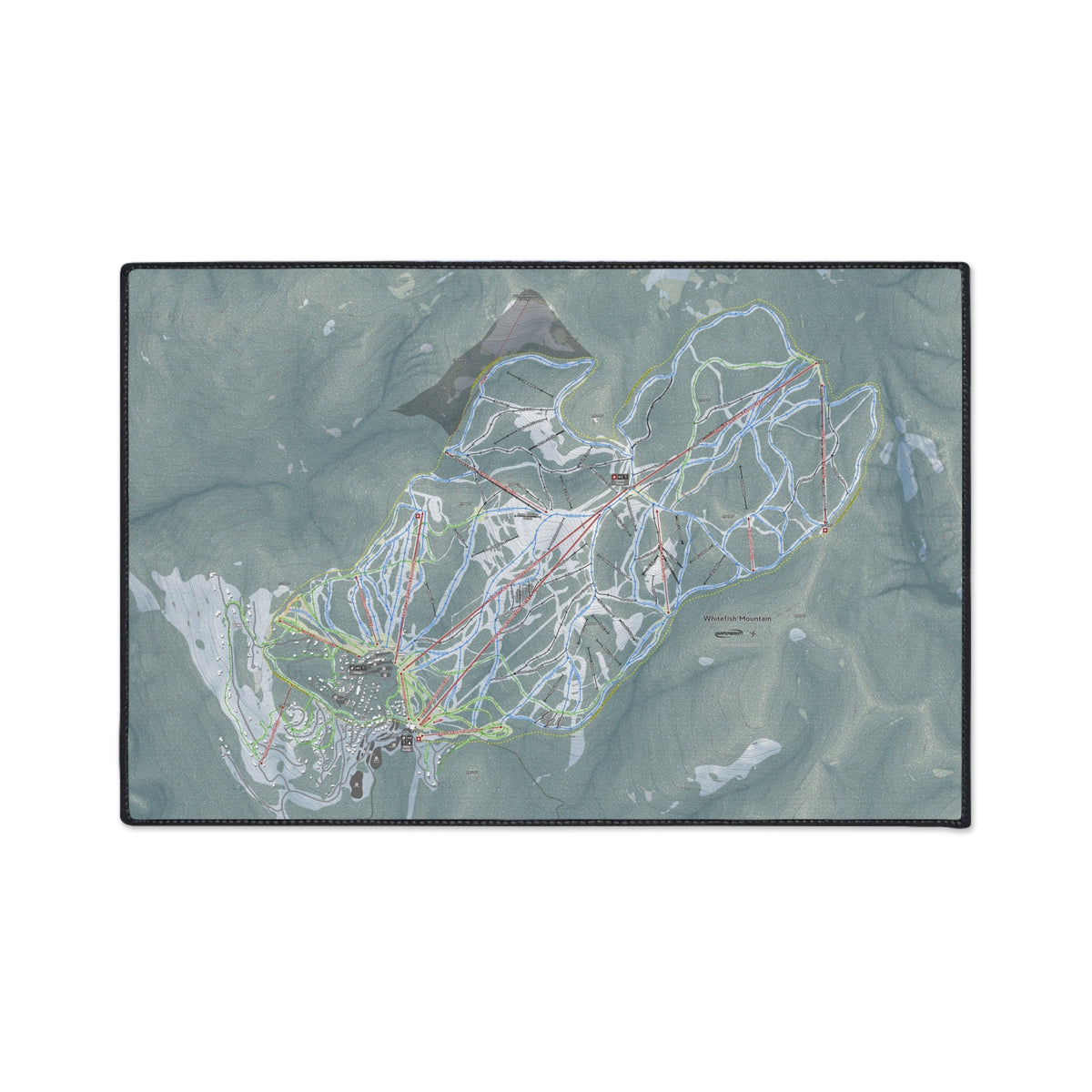 Whitefish Mountain, Montana Ski Resort Map Heavy Duty Floor Mat