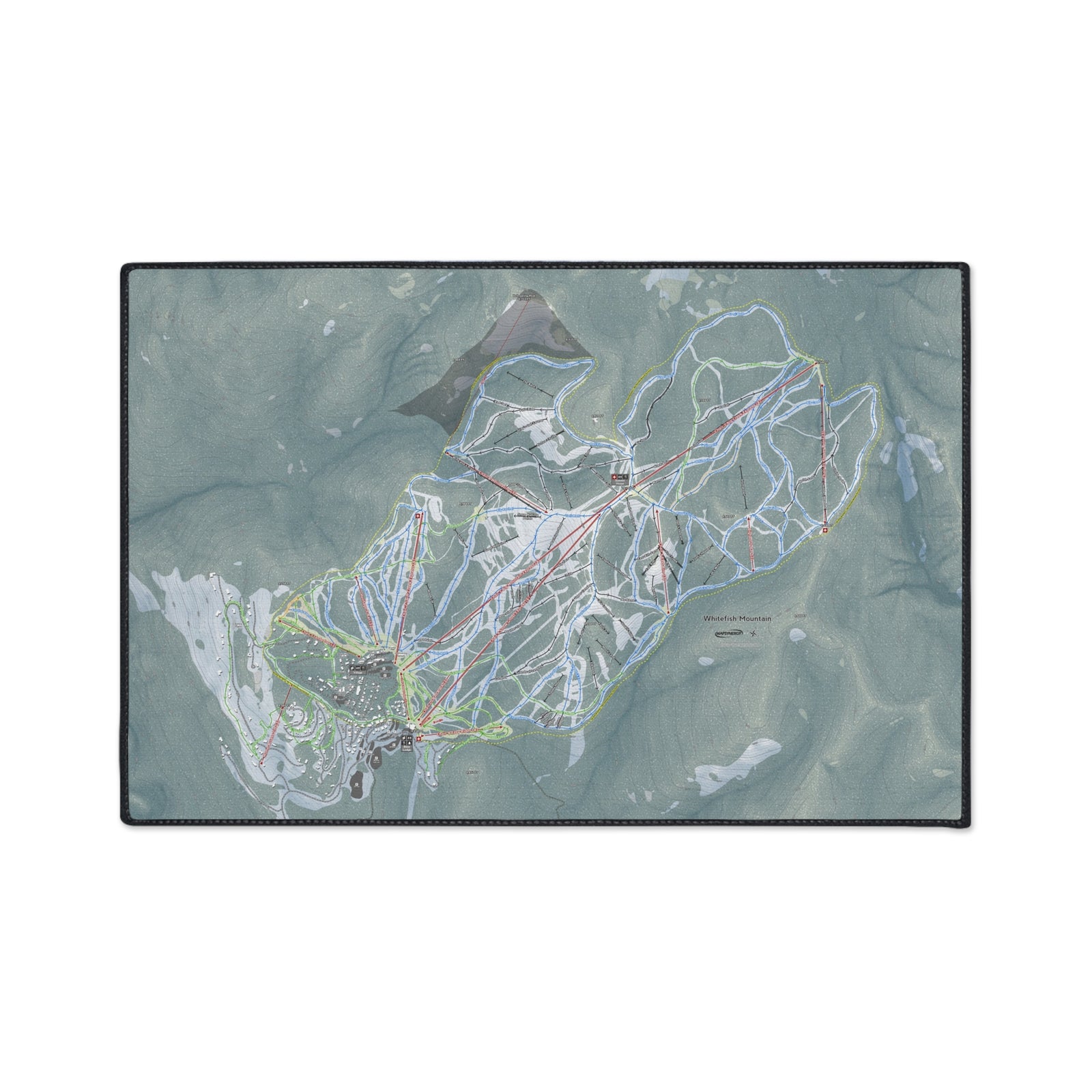 Whitefish Mountain, Montana Ski Resort Map Heavy Duty Floor Mat