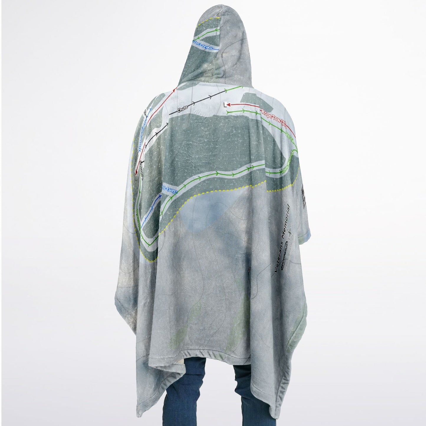 Veterans Memorial, New Hampshire Ski Resort Map Flannel Blanket Poncho