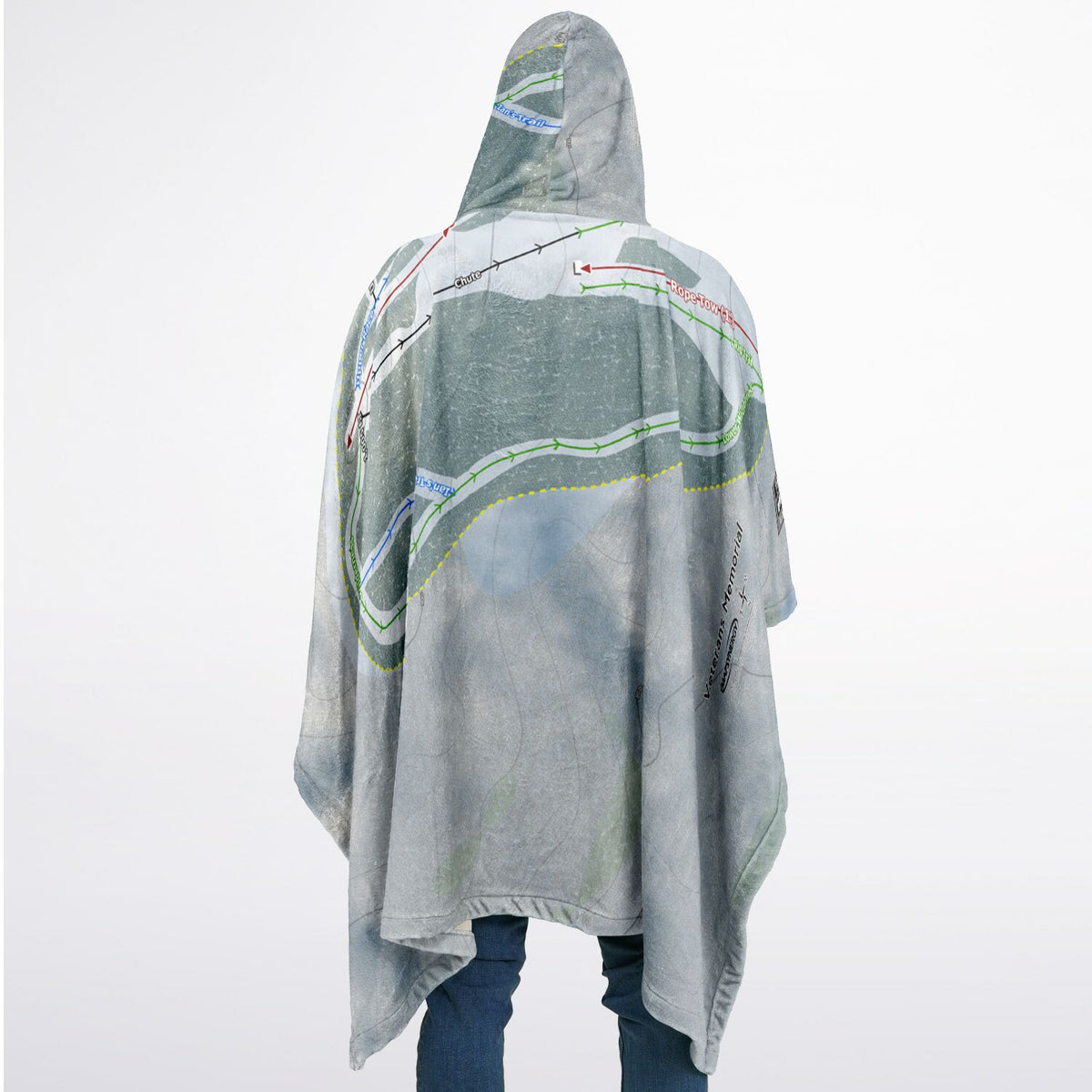 Veterans Memorial, New Hampshire Ski Resort Map Flannel Blanket Poncho