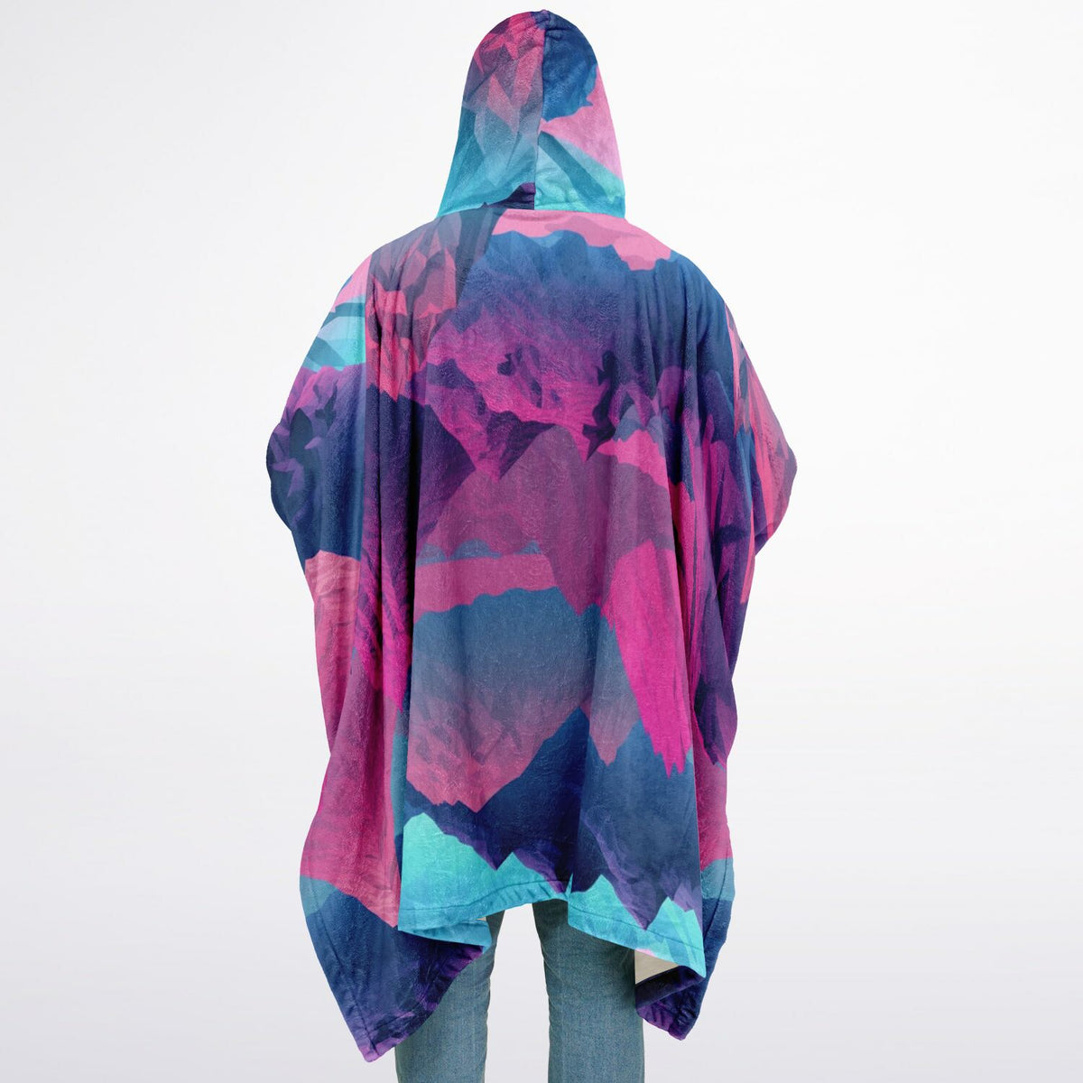Abstract Geometric Mountains, Flannel Blanket Poncho