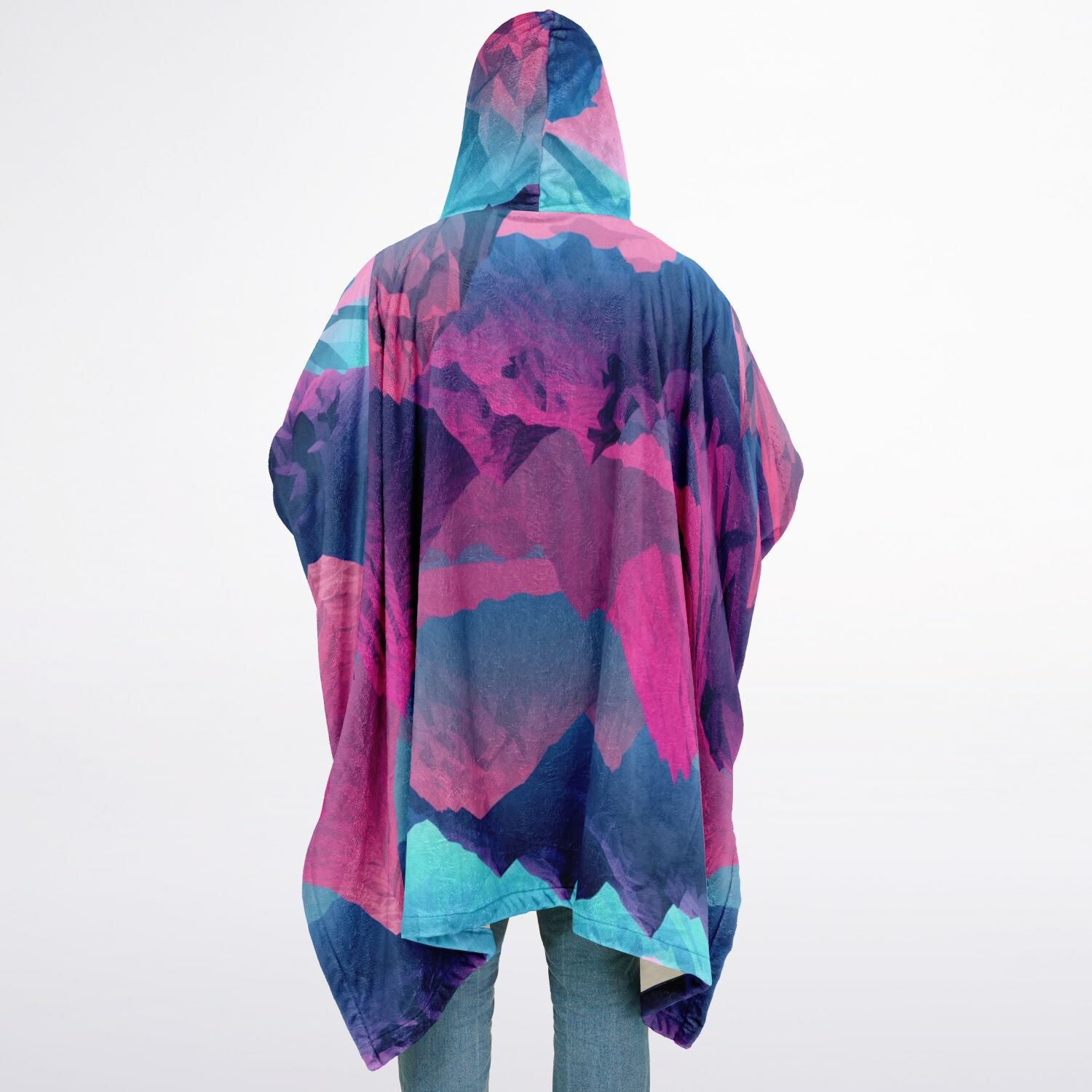 Abstract Geometric Mountains, Flannel Blanket Poncho