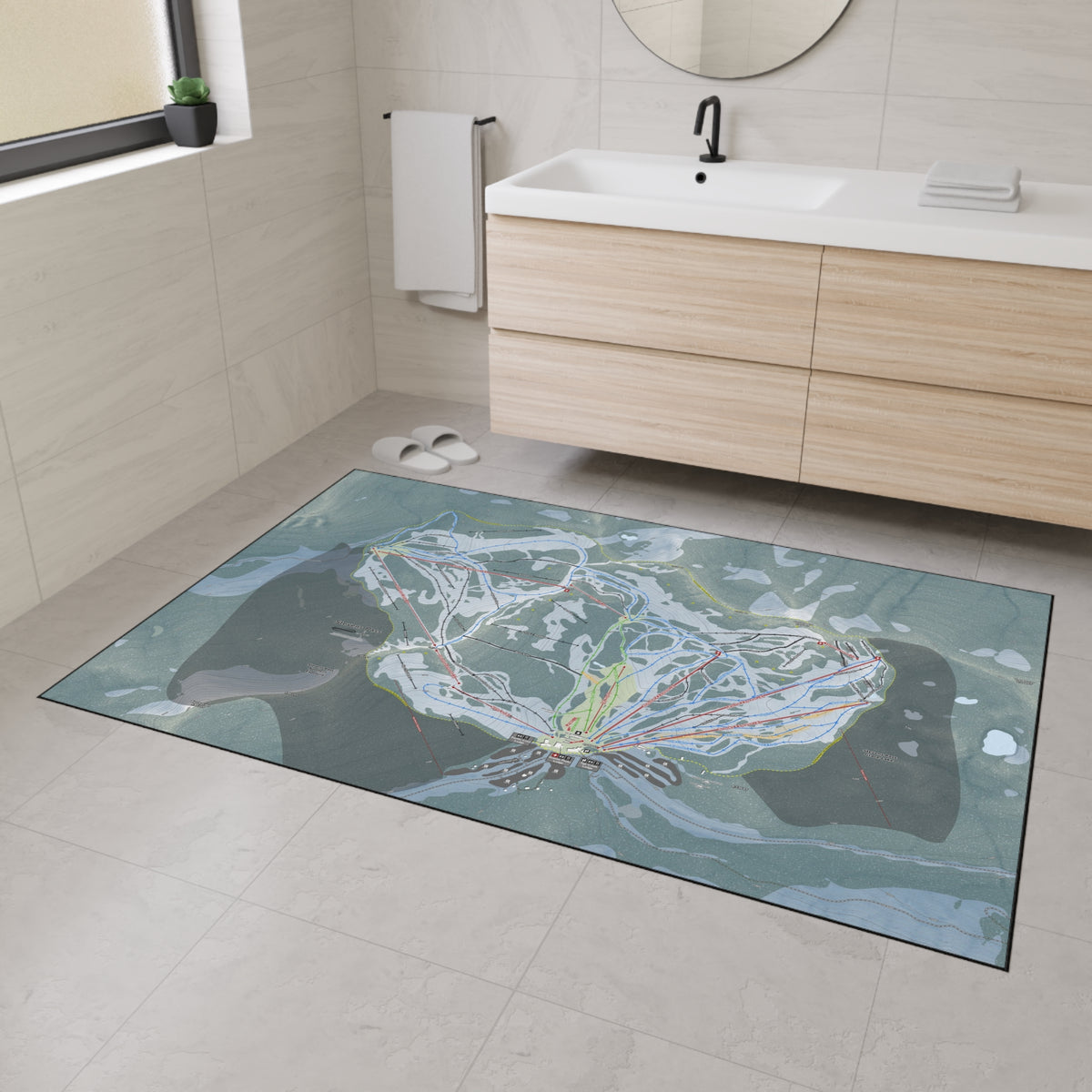 Stevens Pass, Washington Ski Resort Map Heavy Duty Floor Mat