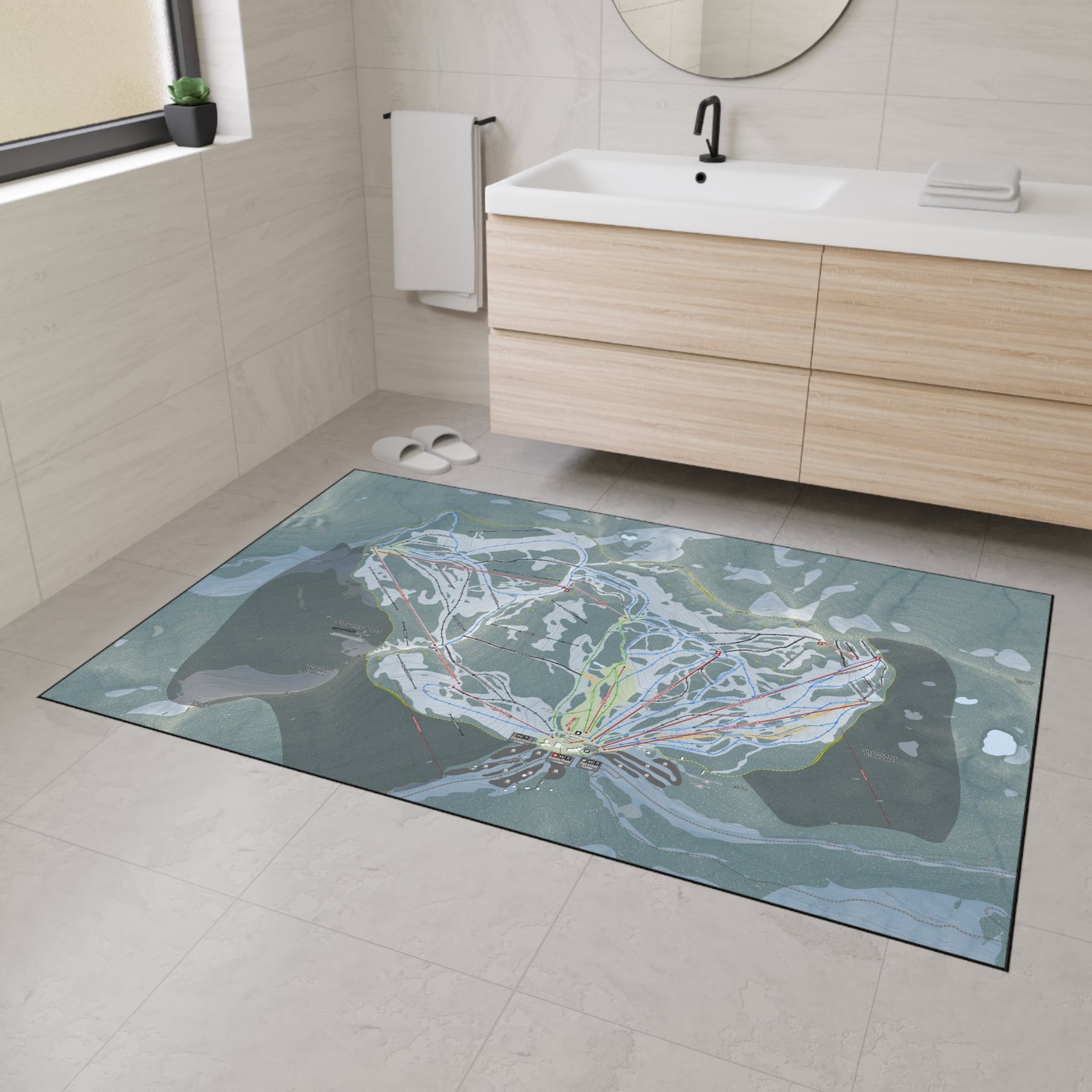 Stevens Pass, Washington Ski Resort Map Heavy Duty Floor Mat