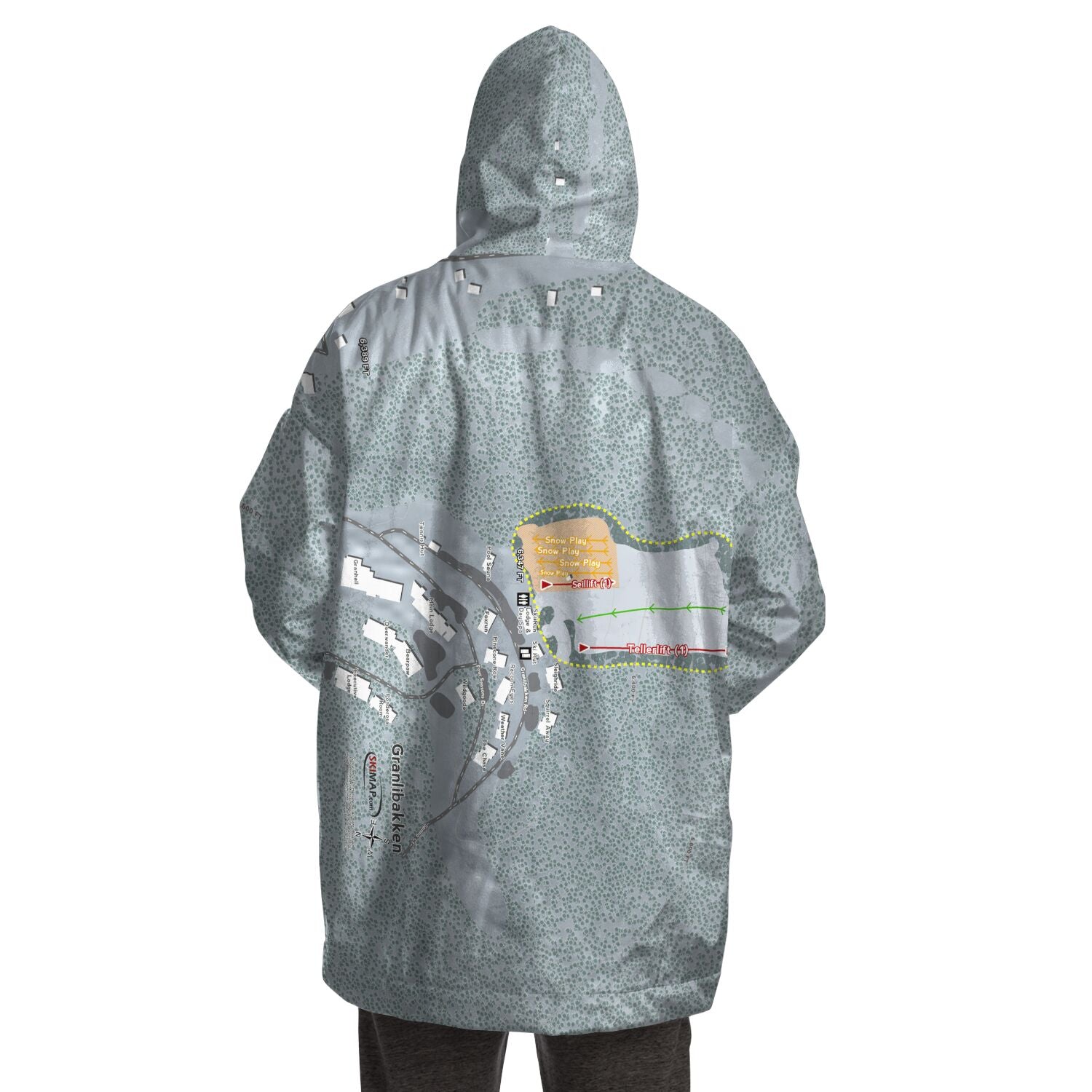 Granlibakken, California Ski Trail Map - Snug Hoodie - Powderaddicts
