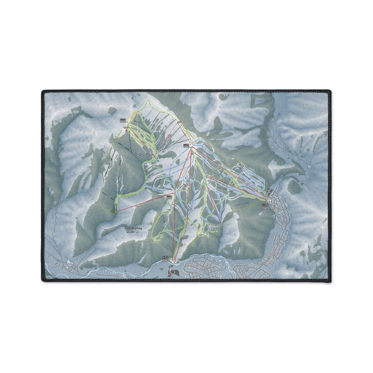 Sun Valley, Idaho Ski Resort Map Heavy Duty Floor Mat