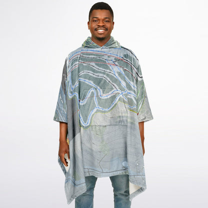 Catamount, New York Ski Resort Map Flannel Blanket Poncho