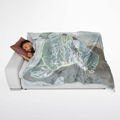 Brundage Mountain, Idaho Ski Resort Map Flannel Blanket Poncho