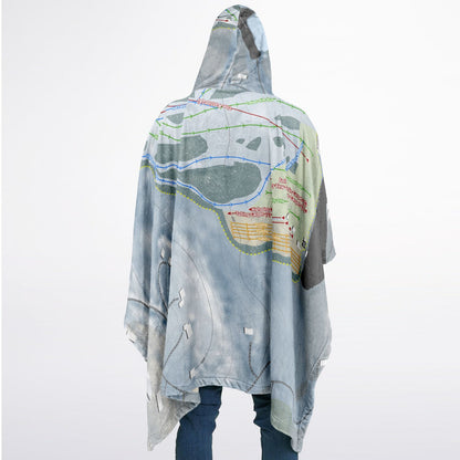 Mount Peter, New York Ski Resort Map Flannel Blanket Poncho