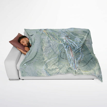 Burke Mountain, Vermont Ski Resort Map Flannel Blanket Poncho