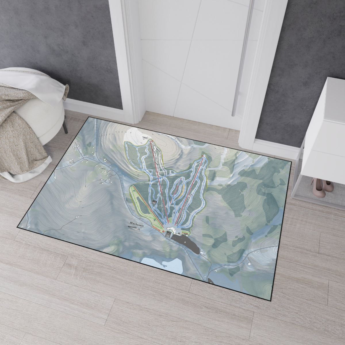 Wachusett Mountain, Massachusetts Ski Resort Map Heavy Duty Floor Mat