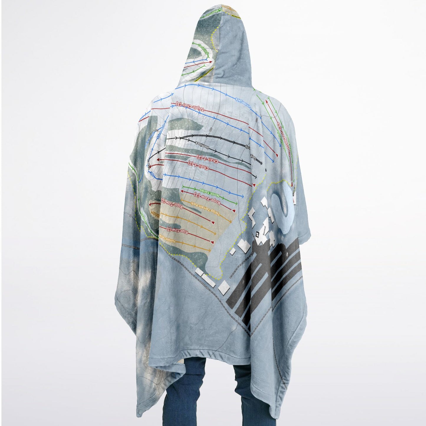 Timber Ridge, Michigan Ski Resort Map Flannel Blanket Poncho