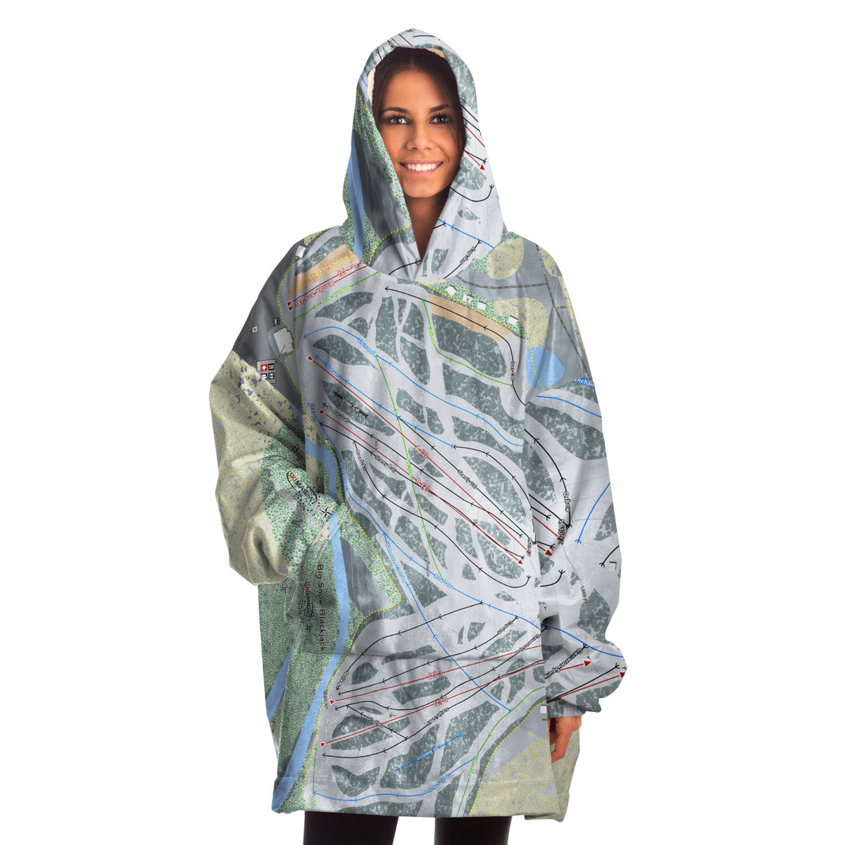 Big Snow BlackJack, Michigan Ski Trail Map Snug Hoodie