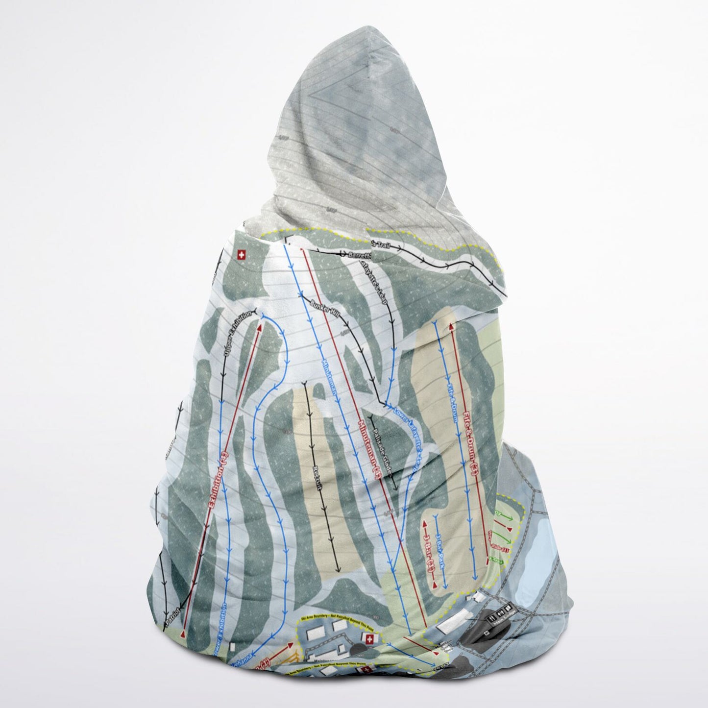 Roundtop, Pennsylvania Ski Trail Map - Adult Hooded Blanket
