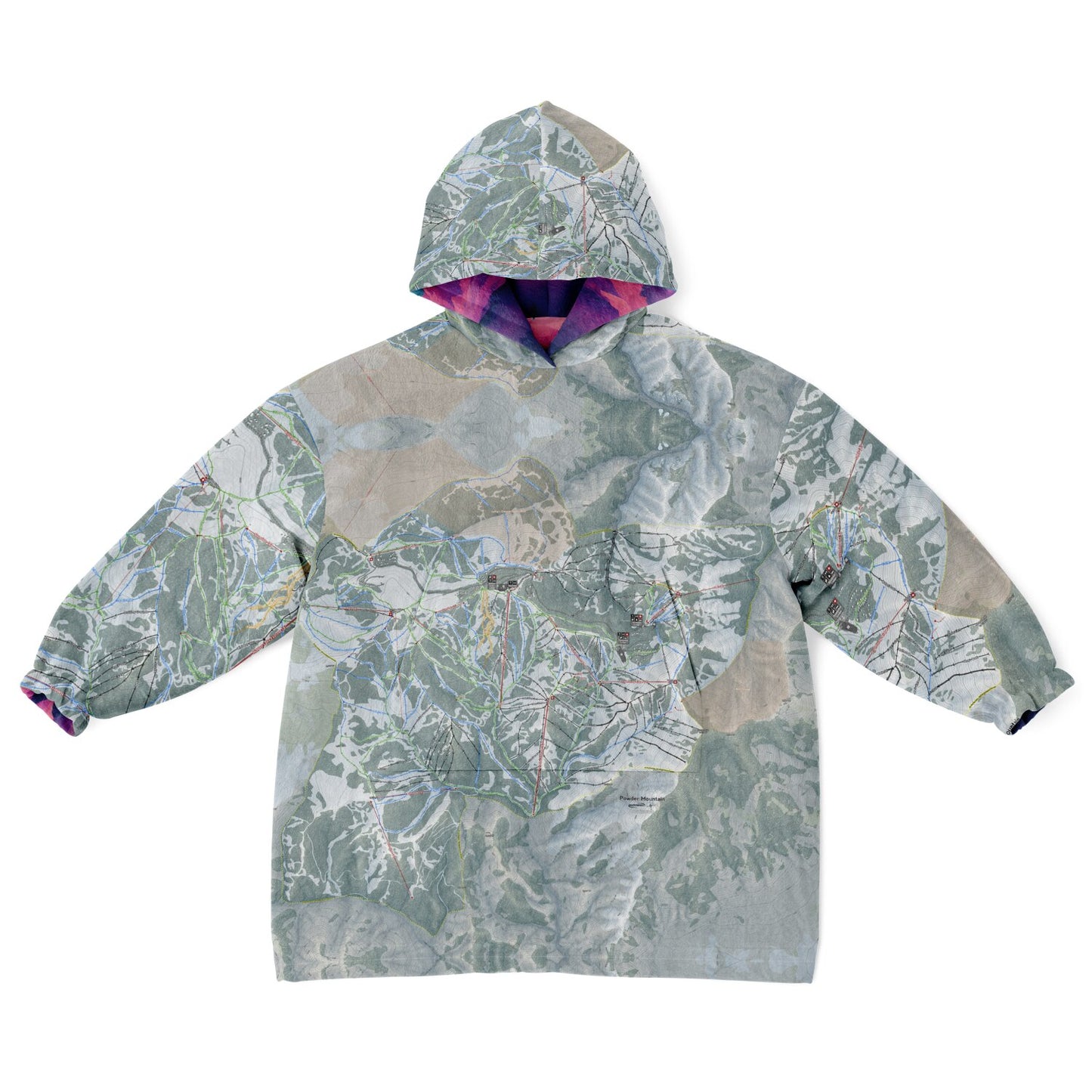 Powder Mountain, Utah Ski Resort Map Youth Reversible Snug Hoodie