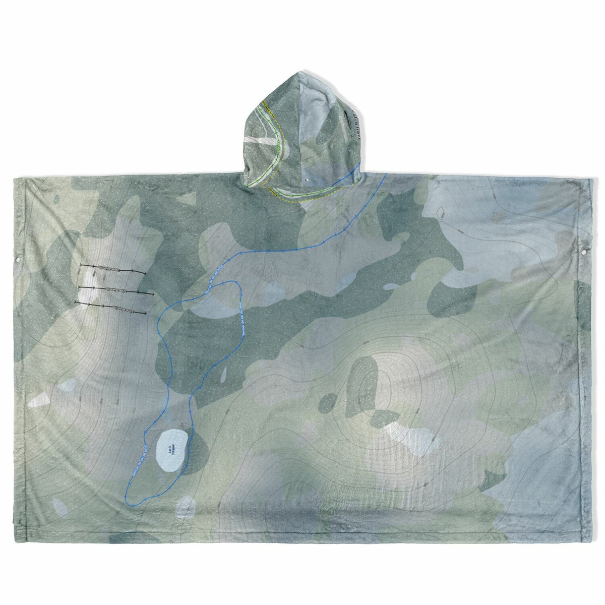Val-dIrene, Quebec Ski Resort Map Flannel Blanket Poncho