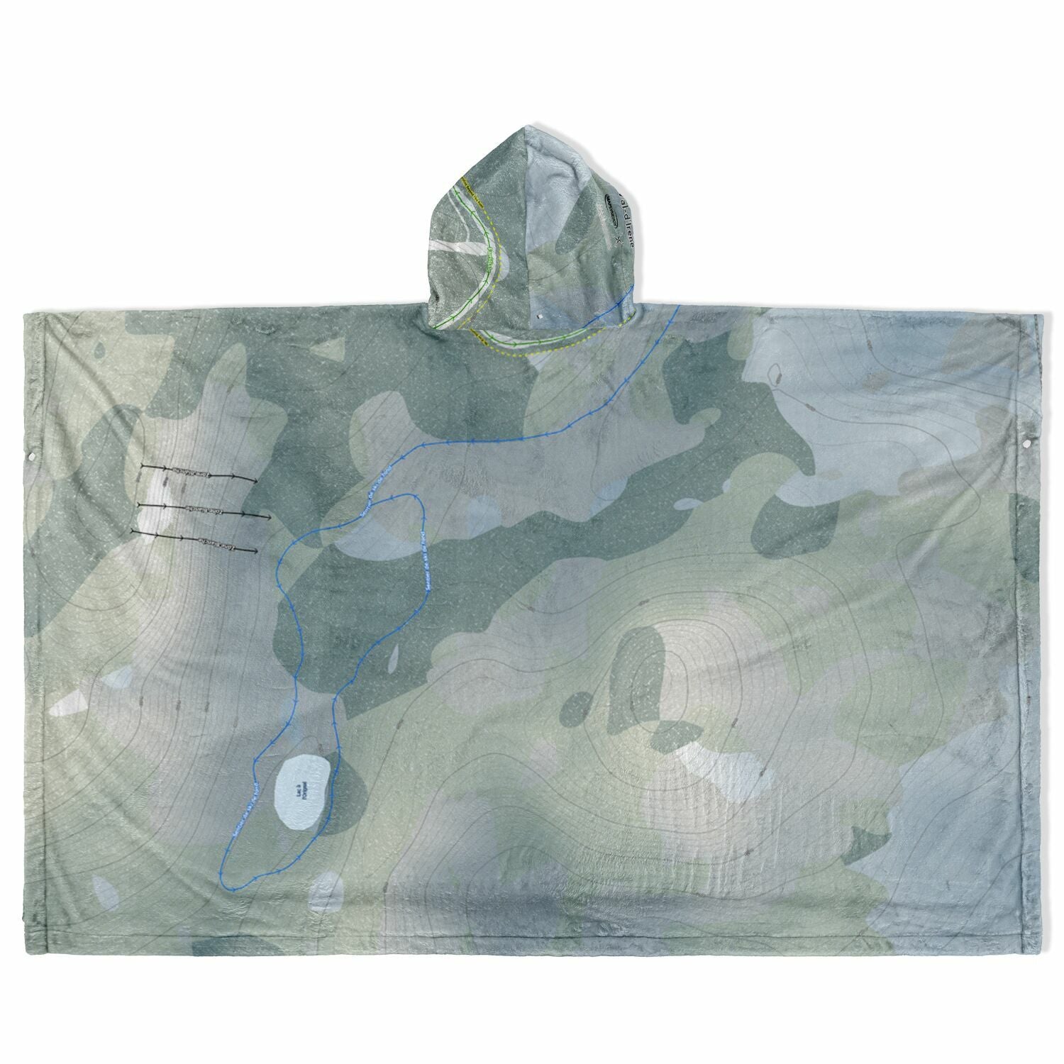 Val-dIrene, Quebec Ski Resort Map Flannel Blanket Poncho