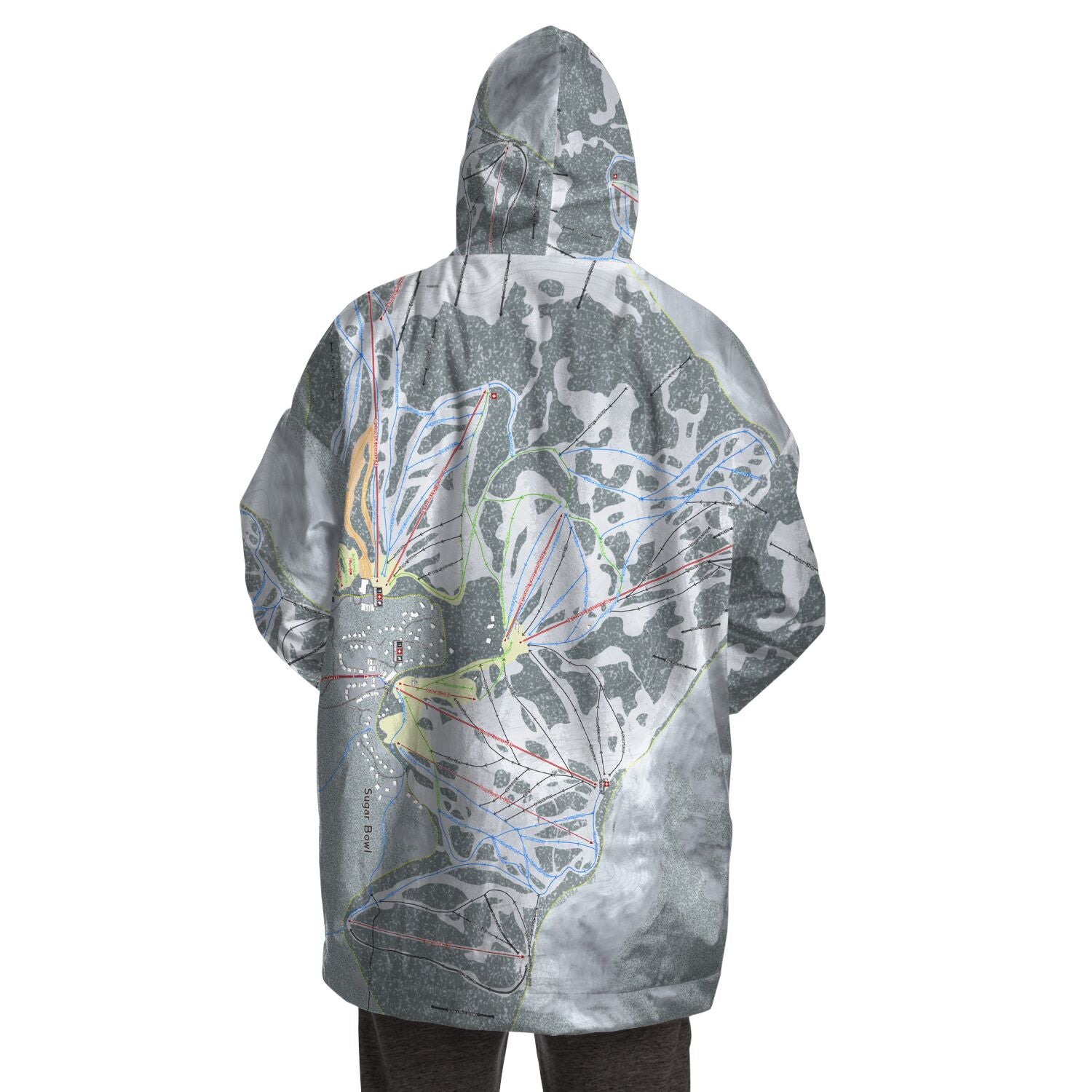 Sugar Bowl, California Ski Trail Map - Snug Hoodie