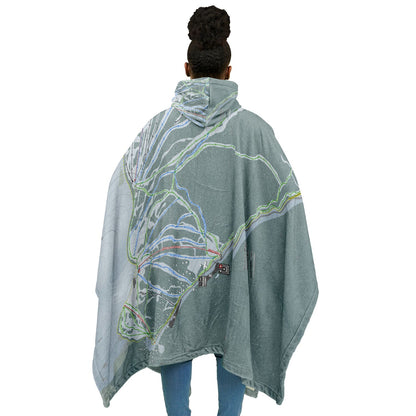 Hudson Bay Mountain, British Columbia Ski Resort Map Flannel Blanket Poncho