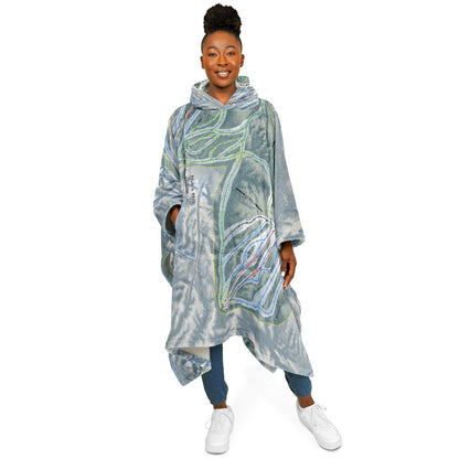 Nubs Nob, Michigan Ski Resort Map Flannel Blanket Poncho
