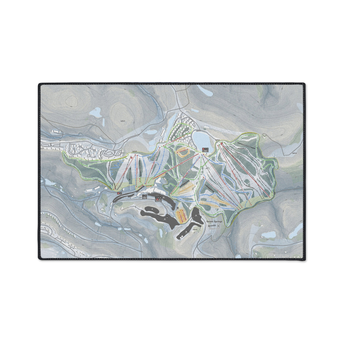 Seven Springs, Pennsylvania Ski Resort Map Heavy Duty Floor Mat