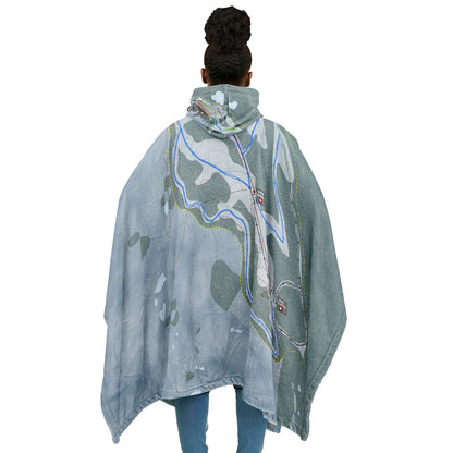 Mt Eyak, Alaska Ski Resort Map Flannel Blanket Poncho