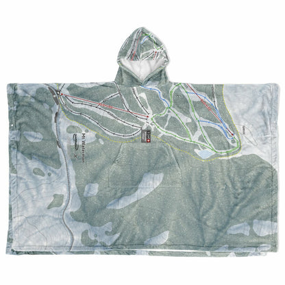 Mt Waterman, California Ski Resort Map Flannel Blanket Poncho