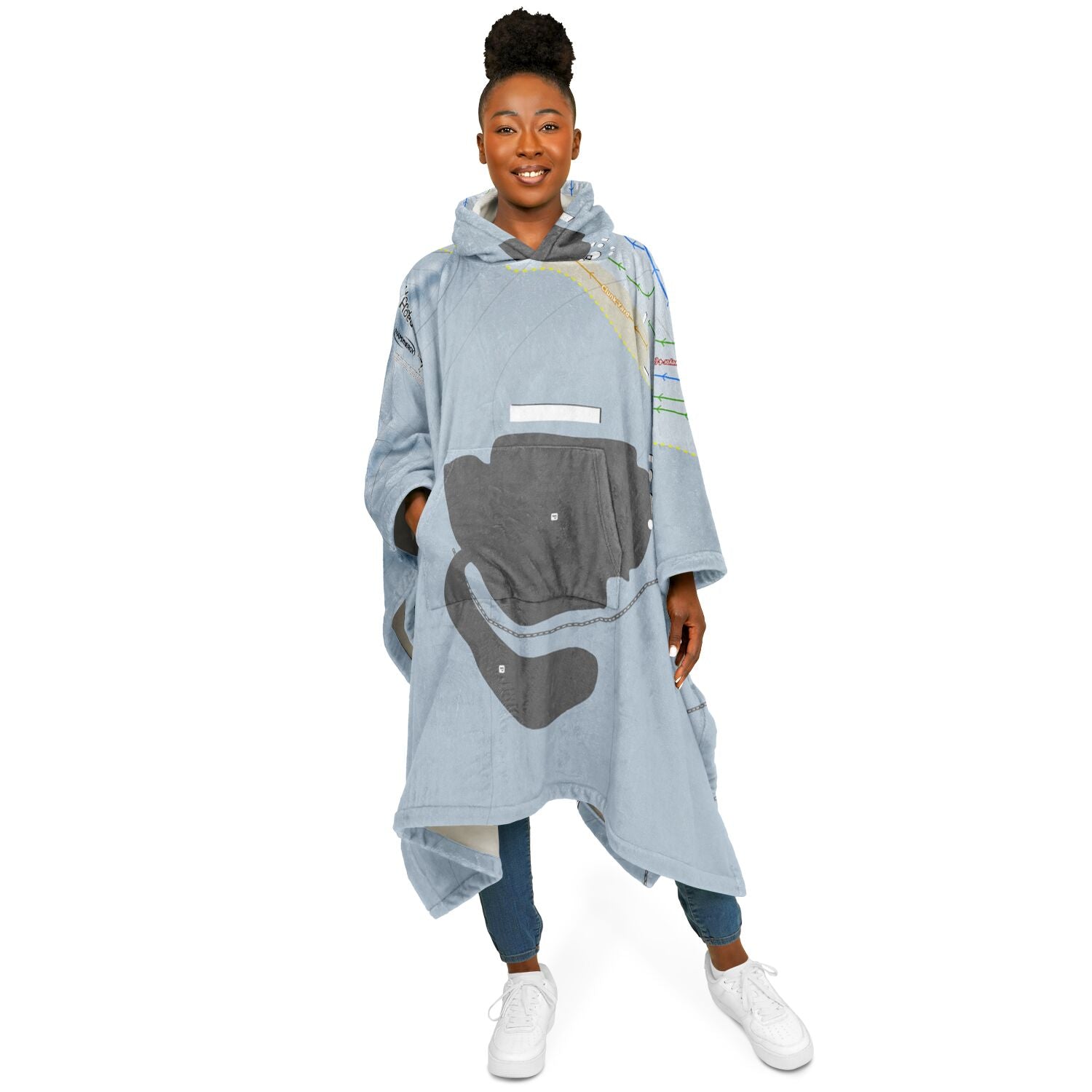 Hoedown Hill, Colorado Ski Resort Map Flannel Blanket Poncho